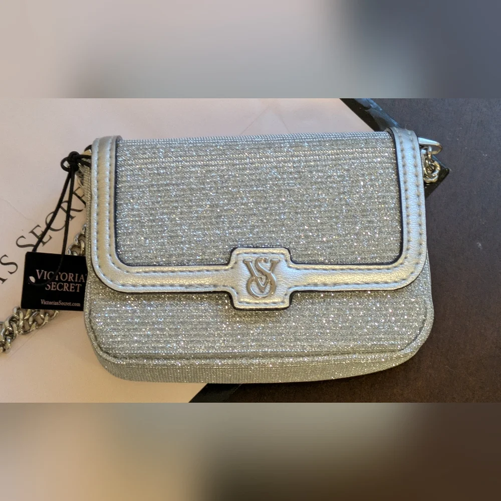 Victoria's Secret Micro Shoulder/Crossbody Bag in Silver Sparkle. NWT - Picture 6 of 10